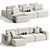 Contemporary MY TAOS Fabric Sectional 3D model small image 2