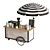 Mini Coffee Cart Model Set 3D model small image 1