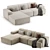 Elegant Melva Corner Sofa Beige 3D model small image 2