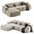 Elegant Melva Corner Sofa Beige 3D model small image 3