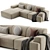 Elegant Melva Corner Sofa Beige 3D model small image 7