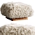 Cozy White Sheepskin Ottoman 3D model small image 4