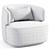 Ergonomic White Minimalist Armchair 3D model small image 6