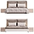 Beige Leather Modern Bed 3D model small image 3