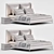 Beige Leather Modern Bed 3D model small image 7