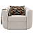 Minimalist White Velvet Armchair 3D model small image 2