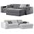 LABERT Velvet Grey Corner Sofa 3D model small image 1