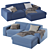 LABERT Velvet Grey Corner Sofa 3D model small image 2