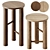 Found Wooden Stool Set, 24" High 3D model small image 1