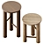 Found Wooden Stool Set, 24" High 3D model small image 2