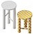 Found Wooden Stool Set, 24" High 3D model small image 5