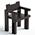 Modern Lacquered Wood Dining Seat 3D model small image 2