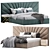 Modern Panoramic Headboard Bed 3D model small image 1