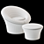 Modern Mushroom Lounge Set Ottoman 3D model small image 3