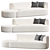 Boucle Modular Chaise Sofa Cream 3D model small image 1