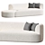 Boucle Modular Chaise Sofa Cream 3D model small image 2