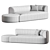Boucle Modular Chaise Sofa Cream 3D model small image 3