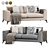 Lennox Twin Sofa Set with Velvet and Jute Upholstery 3D model small image 1