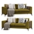 Lennox Twin Sofa Set with Velvet and Jute Upholstery 3D model small image 2