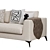 Lennox Twin Sofa Set with Velvet and Jute Upholstery 3D model small image 4