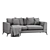 Lennox Twin Sofa Set with Velvet and Jute Upholstery 3D model small image 5