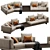 Luxury Minotti Dylan Velvet Leather Set 3D model small image 3