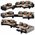 Luxury Minotti Velvet Leather Set 3D model small image 2