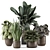 Faux Indoor Plants in Chic Concrete Pot 3D model small image 1