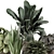 Faux Indoor Plants in Chic Concrete Pot 3D model small image 3