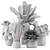 Faux Indoor Plants in Chic Concrete Pot 3D model small image 6