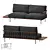 Modern Metal Wood Sofa 222cm 3D model small image 1