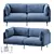 Modern Fabric and Metal Sofa 3D model small image 1