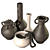 Handcrafted Clay Vases Set 3D model small image 2