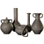 Handcrafted Clay Vases Set 3D model small image 4