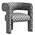 Stylish Boucle Fabric Armchair 3D model small image 5