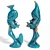 African Couple Statue Trio Set 3D model small image 2