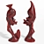 African Couple Statue Trio Set 3D model small image 3