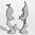 African Couple Statue Trio Set 3D model small image 6