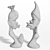 African Couple Statue Trio Set 3D model small image 7