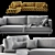Sleek Mercury Sofa Set 3D model small image 6