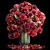 Spring Red Flower Bouquet in Glass Vase 3D model small image 1