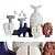 Modern Vase Set in 16 Colors 3D model small image 3