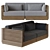 Teak Loveseat with Charcoal Cushions 3D model small image 1