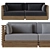 Teak Loveseat with Charcoal Cushions 3D model small image 2