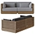 Teak Loveseat with Charcoal Cushions 3D model small image 3