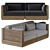 Teak Loveseat with Charcoal Cushions 3D model small image 4