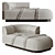 Handcrafted Cotton Embroidered Long Sofa 3D model small image 1