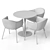 Eliza Velvet Beige Chair & Tulip White Table 3D model small image 1