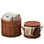 Rattan Baskets Set with Pillows 3D model small image 3