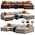 Versatile 3-Piece U-Shaped Sectional 3D model small image 1